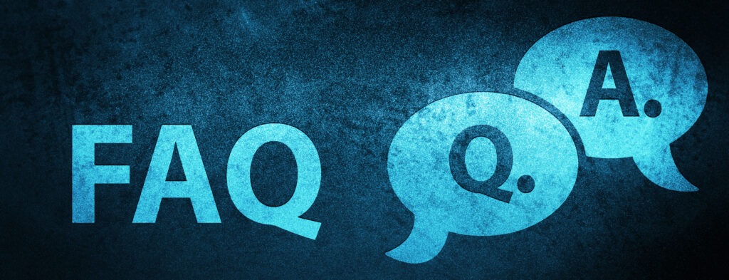 Faq (question answer bubble icon) isolated on special blue banner background abstract illustration