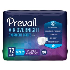 Incontinence Brief Prevail Air™ Overnight Adult Size 2 / Large Unisex Disposable Heavy Absorbency