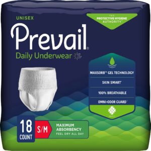 Prevail®Daily Unisex Adult Absorbent Underwear, Maximum Pull On with Tear Away Seams, Small / Medium Disposable Heavy Absorbency