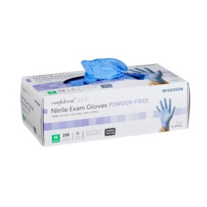 McKesson Confiderm®3.5C, Exam Glove, Medium, NonSterile Nitrile, Blue Chemo Tested