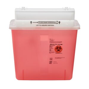 Sharps Container SharpStar™ In-Room™ Translucent Red Base, 12-1/2 H X 5-1/2 D X 10-3/4 W Inch, Horizontal Entry, 1.25 Gallon