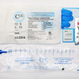 Cure Catheter®Intermittent Catheter Tray, Closed System Unisex / Straight Tip 14 Fr. Without Balloon