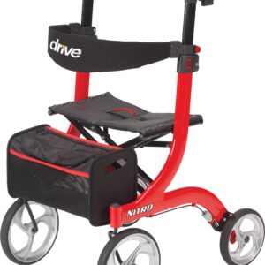 drive™ Nitro Four-Wheel Rollator, Red