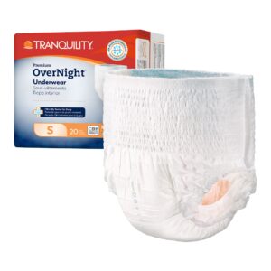 Tranquility® Premium OverNight™ Unisex Adult Absorbent Underwear, Pull On with Tear Away Seams Small Disposable Heavy Absorbency