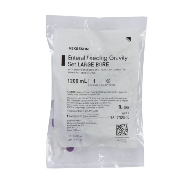McKesson Gravity Feeding Bag Set with ENFit™ Connector,1200 mL, CS/30