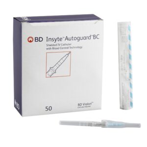 Peripheral IV Catheter Insyte™ Autoguard™ BC, 22 Gauge, 1 Inch, BD Vialon, Straight Hub, Blood Control, Push Button Safety