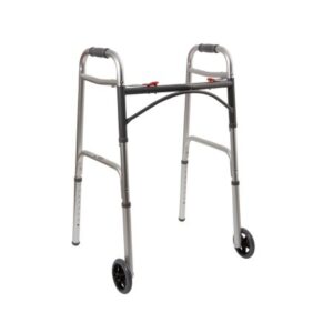 McKesson Dual Release Folding Walker with Wheels & Adjustable Height