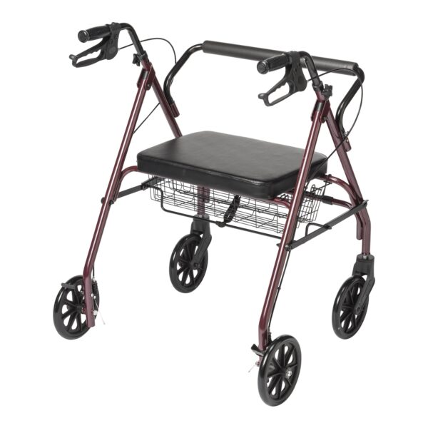 Bariatric 4 Wheel Rollator McKesson Red Adjustable Height / Folding Steel Frame, 500 lbs. Weight Capacity - Image 2