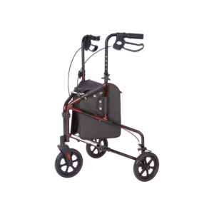 Rhythm Health Rally Lite - Aluminum 3 Wheel Walker with Tote, Laser Red