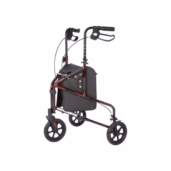 Rhythm Health Rally Lite - Aluminum 3 Wheel Walker with Tote, Laser Red