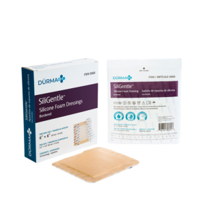 Dynarex Dürma+ SiliGentle Silicone Bordered Foam Dressings, 6" x 6"