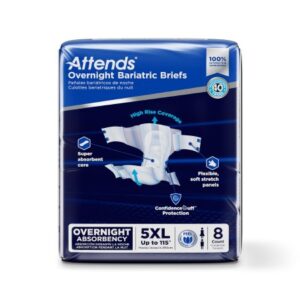 Attends® Bariatric Incontinence Brief Overnight Adult 5X-Large Unisex Disposable Heavy Absorbency