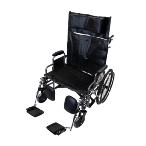 Dynarex Bariatric Hi Back Reclining 24in Wheelchair w/Elevating Leg Rests