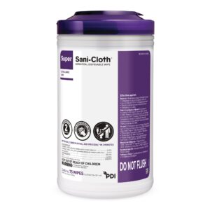PDI Surface Disinfectant Cleaner Super Sani-Cloth® Premoistened Germicidal Manual Pull Wipes, 7-1/2 X 15 Inch